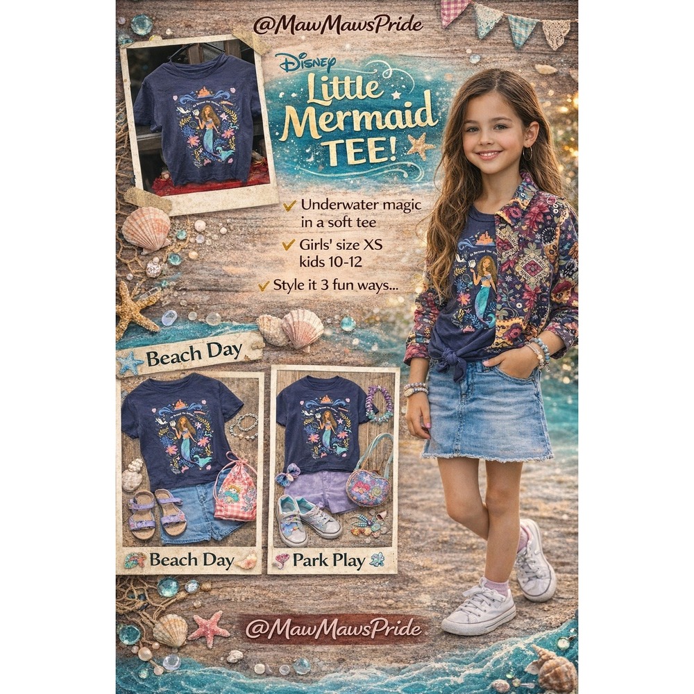 UNDERWATER MAGIC Disney The Little Mermaid Live Action‎ Ariel Tee Girls XS 10-12